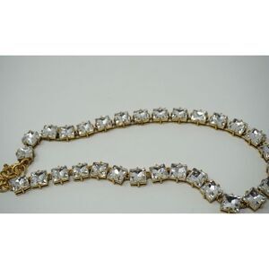 J. Crew Square-shaped Crystal Necklace set in Satin Gold Tone with Extender